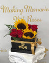 Box 20x20 full of  Roses and 2  Sunflowers