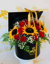 Graduation Cap Roses and sunflowers