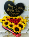 Jumbo Heart of Roses and Sunflowers